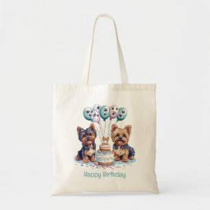 Bolsa Tote Feliz aniversário Yorkie Dog