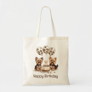 Bolsa Tote Feliz aniversário Yorkie Dogs