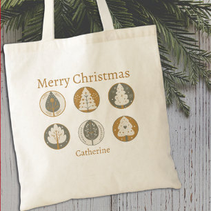 Bolsa Tote Feliz Árvores de Natal Elegante