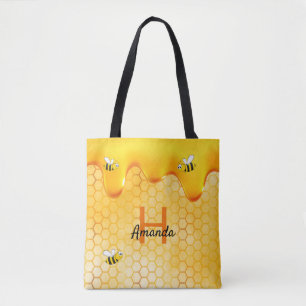 Bolsa Tote Feliz Bumble Abelhas, mel, pingado