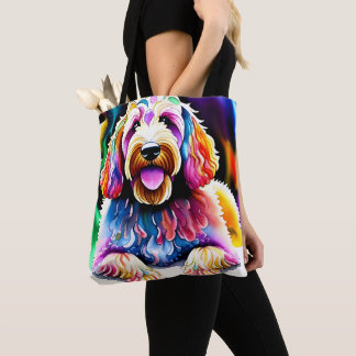 Bolsa Tote Feliz Cachorro Goldendoodle Design