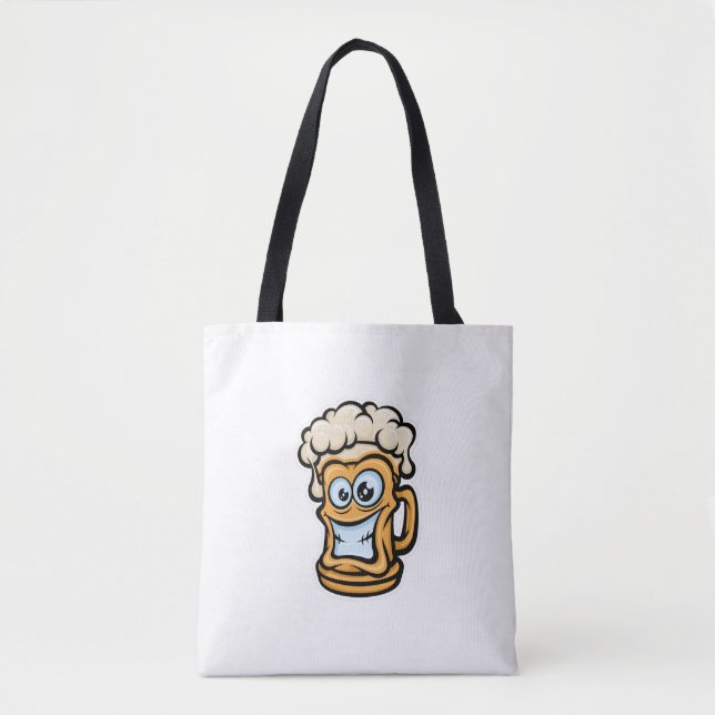 Bolsa Tote Feliz Cama De Cerveja, Ilustração Engraçada (Frente)