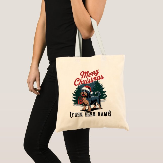 Bolsa Tote feliz cão de natal (Frente (produto))