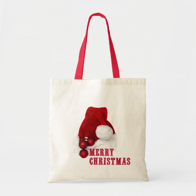 Bolsa Tote Feliz Chapéu de Natal (Frente)