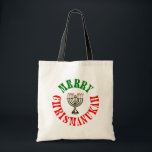 Bolsa Tote Feliz Chrismanukah- Menorá de Natal Chanukah<br><div class="desc">A maneira perfeita de celebrar tanto o Natal quanto o Hanuká ao mesmo tempo. Feliz Natal   Feliz Chanuká = Feliz Chrismanukah,  completo com Velas de Menorá em forma de Bastão de Doces.</div>