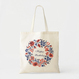 Bolsa Tote Feliz Ciclo das Flores de Aniversário