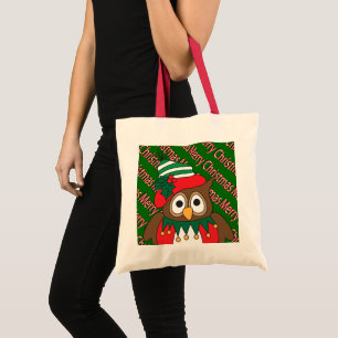Bolsa Tote Feliz Coruja de Natal