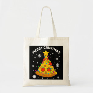 Bolsa Tote Feliz Crustmas Pizza Árvore de Natal Xmas Oferece