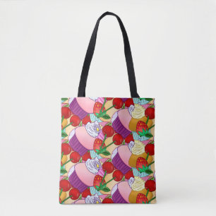 Bolsa Tote Feliz Cupcake de cerejeira Muffin Docinho