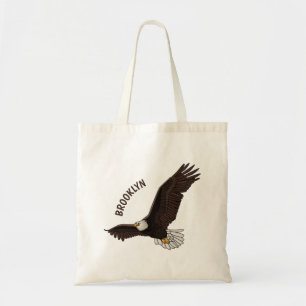 Bolsa Tote Feliz desenho animado de águia-calva voadora