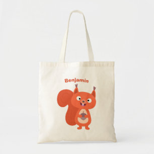 Bolsa Tote Feliz desenho animado de esquilo vermelho