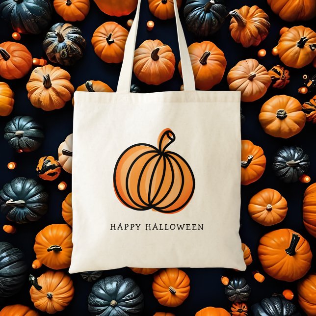 Bolsa Tote Feliz Dia das Bruxas Abóbora Doce ou Travessura (Happy Halloween Pumpkin trick or treat tote bag)