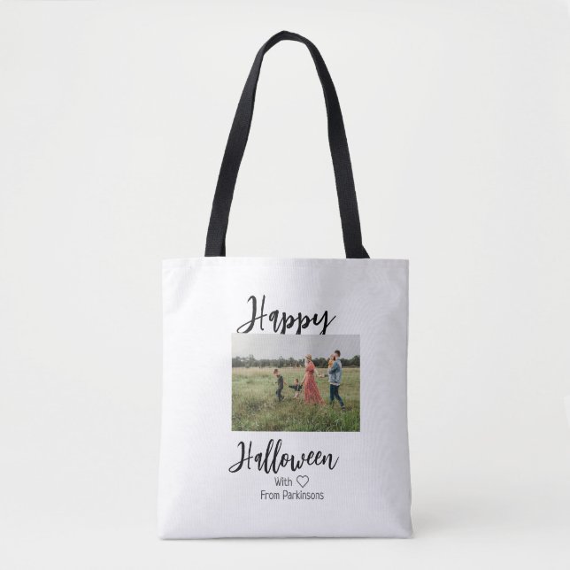 Bolsa Tote Feliz Dia das Bruxas adiciona o nome da família a  (Frente)