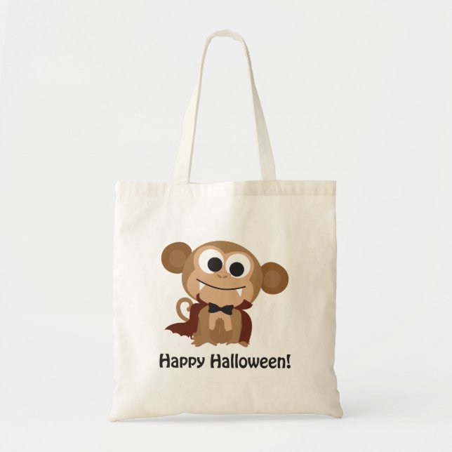 Bolsa Tote Feliz Dia das Bruxas! Macaco Vampiro (Frente)