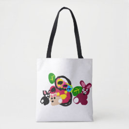 Bolsa Tote Feliz dia das mães coelhinhas e coelho 
