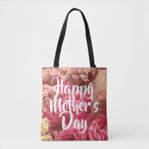 Bolsa Tote Feliz Dia das Mães Rosas do Coração