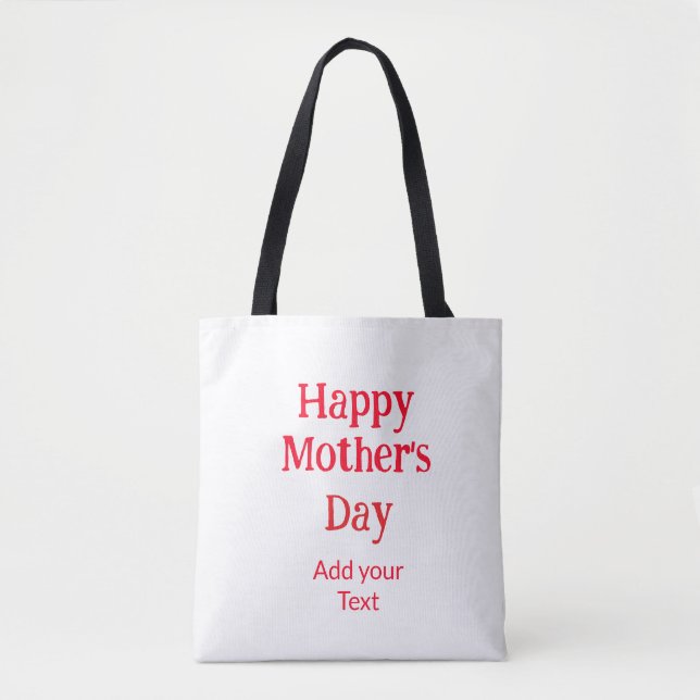 Bolsa Tote Feliz dia das mães vermelho adicionar texto simple (Frente)