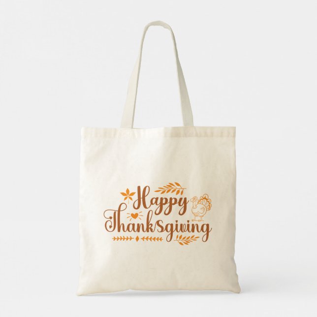 Bolsa Tote Feliz Dia de Ação de Graças (Verso)