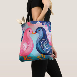 Bolsa Tote feliz dia de os namorados "Um Beijo em Penas"