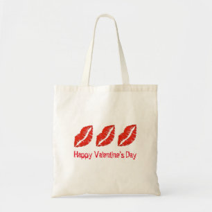 Bolsa Tote Feliz dia de os namorados Vermelho Lábios Lipstick