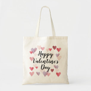 Bolsa Tote Feliz dia de os namorados Watercolor Hearts Bag
