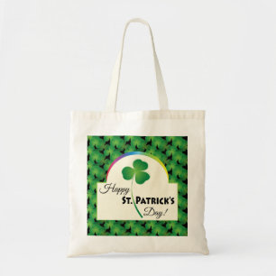 Bolsa Tote Feliz Dia de São Patrício, Trevo e Arco-íris