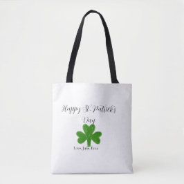 Bolsa Tote Feliz dia de São Patrício trevo verde nome 