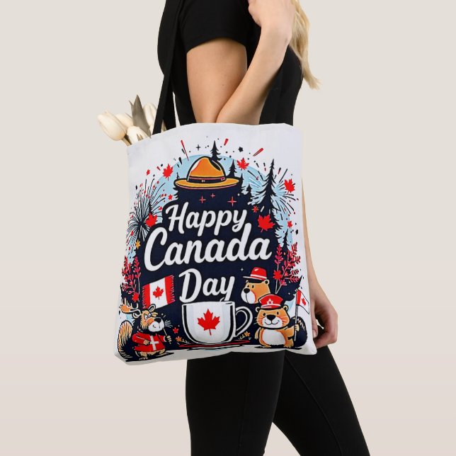 Bolsa Tote Feliz Dia do Canadá (Close Up)