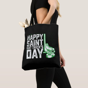 Bolsa Tote Feliz Dia do Hat Trick do Santo Hóquei no Gelo de