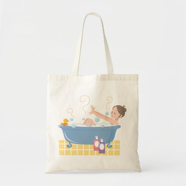 Bolsa Tote Feliz Dia do Spa Doméstico - mulher na banheira de (Frente)