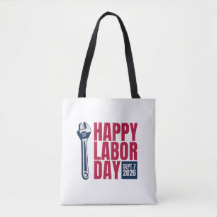 Bolsa Tote Feliz Dia do Trabalho 2026 Saco de Lona com Chave