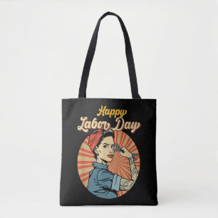 Bolsa Tote Feliz Dia do Trabalho Rapariga Forte Empregada