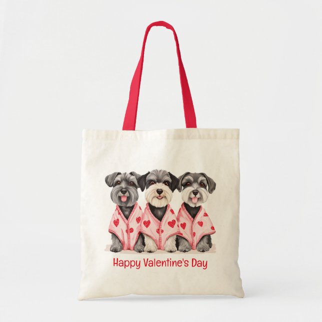 Bolsa Tote Feliz Dia dos Namorados Cães Schnauzer (Frente)
