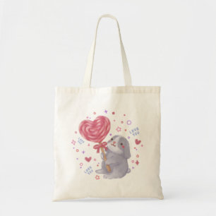 Bolsa Tote Feliz Dia dos Namorados com Bunny & Lollipop