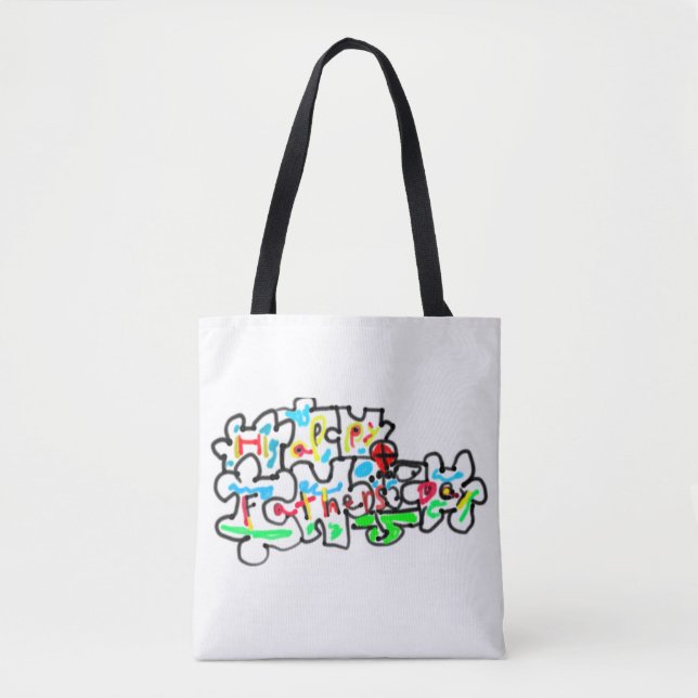 Bolsa Tote Feliz Dia dos Pais Puzzle arte  (Frente)
