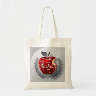 Bolsa Tote Feliz Dia dos Professores Apple Vermelha Clássica