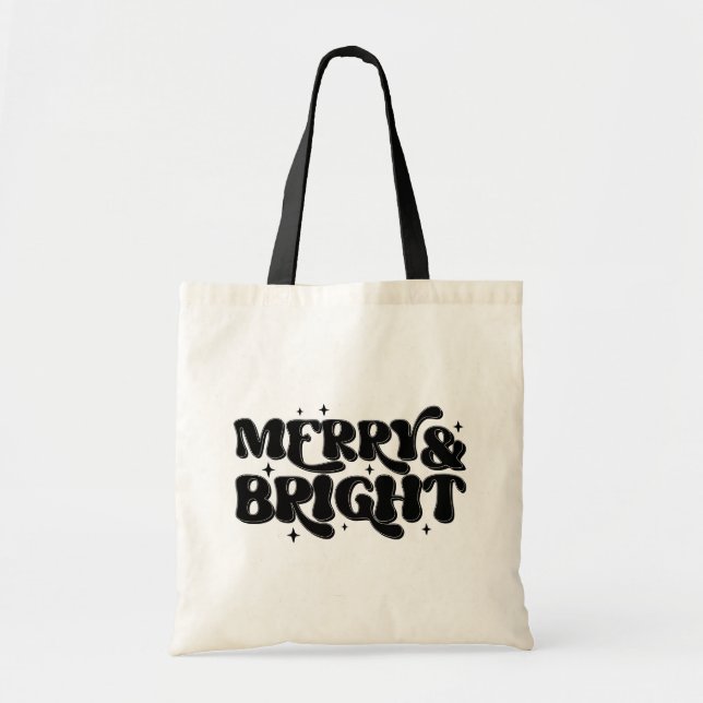 Bolsa Tote Feliz e Bright Retro Natal (Frente)