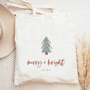 Bolsa Tote Feliz e Brilho Árvore de Natal Boho