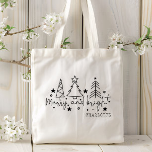 Bolsa Tote Feliz E Brilho Árvores De Natal Festivas