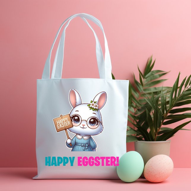 Bolsa Tote Feliz Eggster - Flores Engraçadas (Criador carregado)