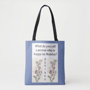 Bolsa Tote Feliz em segunda-feira - aposentada, azul