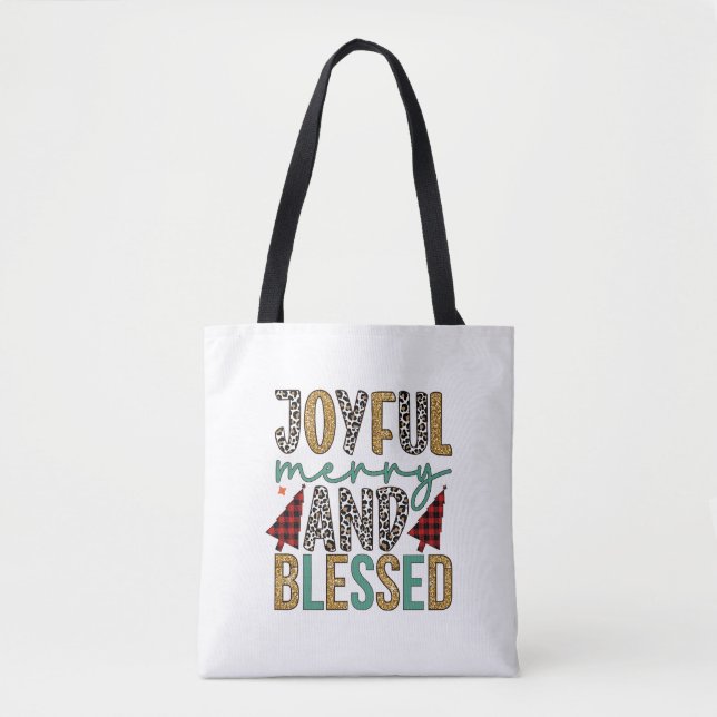 Bolsa Tote Feliz Feliz De Natal E Abençoada (Frente)