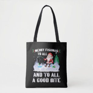 Bolsa Tote Feliz Fishmas Divertido Peixe Pescador Pescaria Na