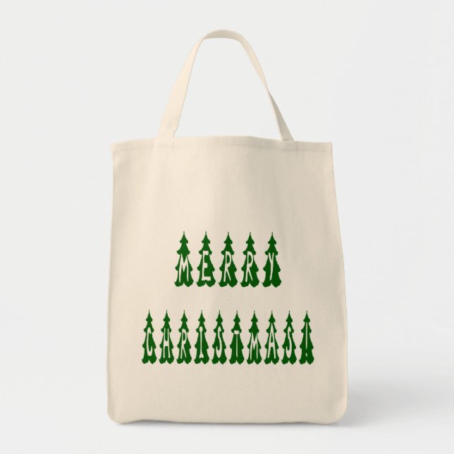 Bolsa Tote Feliz Fonte da Árvore de Natal (Frente)