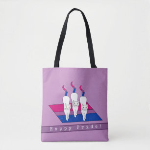 Bolsa Tote Feliz Gato De Orgulho Com Bandeira De Orgulho Biss