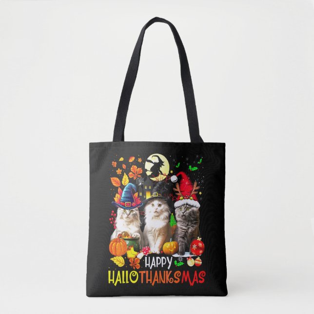 Bolsa Tote Feliz HalloObrigadoMas Cats (Frente)