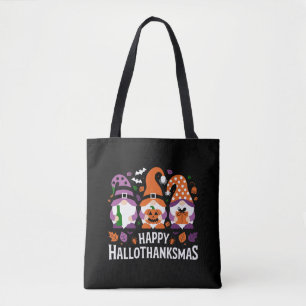Bolsa Tote Feliz Hallothanksmas Gnomos Feliz Natal Feliz