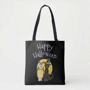 Bolsa Tote Feliz Halloween, Black Cat and Owen