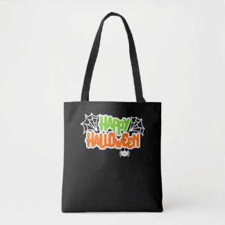 Bolsa Tote Feliz Halloween Colorida Aranha Cótea