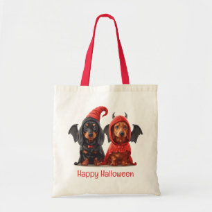 Bolsa Tote Feliz Halloween Dachshund Dogs Devil Bat